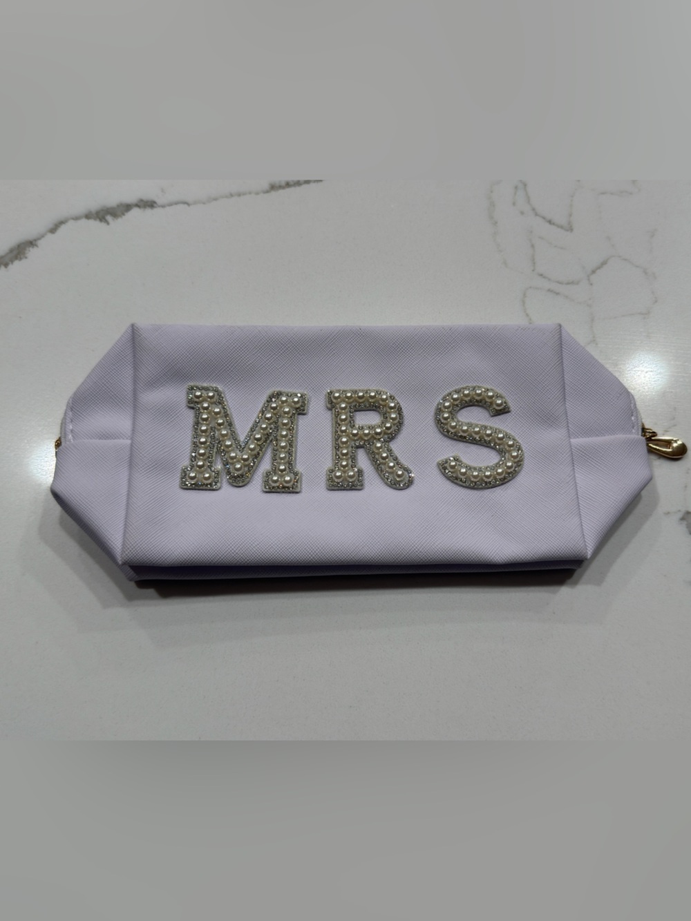 Lavender 'Mrs' Pearl-Embellished Clutch